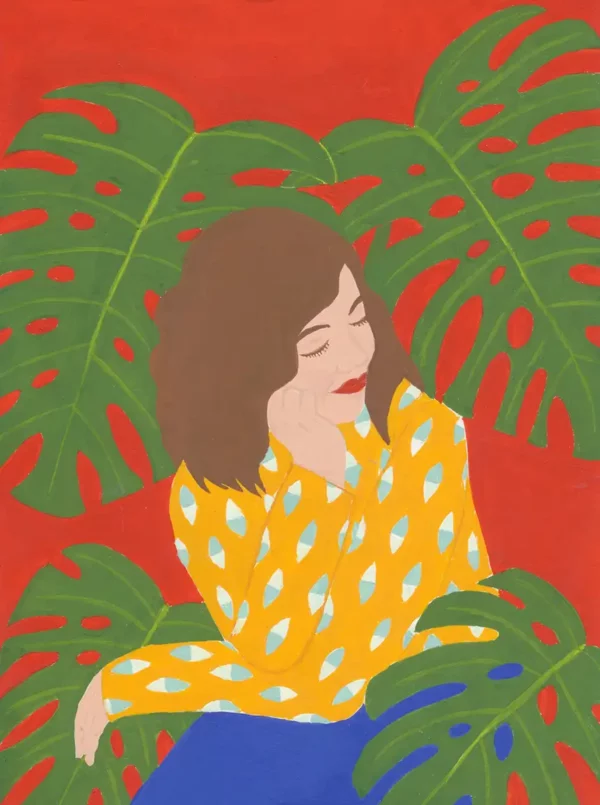 Vrouw met plant - Femme avec une plante