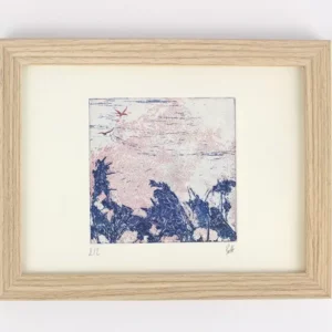 Feuillage sur fond rose