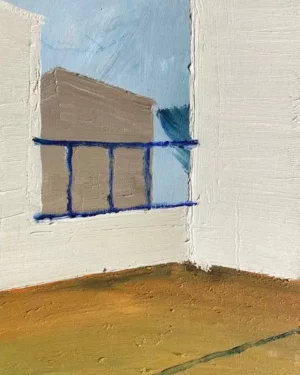 ‘We thought it was just reality, but the feeling in this random Spanish village was as though the ghosts had never left.’ / oil on wood, 21x30cm, 2025