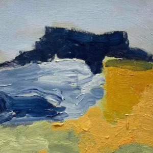 Just checking the colours was one of his major concerns, but in the end he found a nice green, not too trendy not too dull. / oil on wood, 21x30cm, 2025