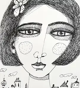 Girl with cherry flower