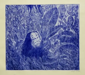 Gorille dans la jungle bleue