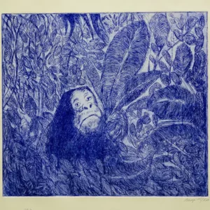 Gorille dans la jungle bleue