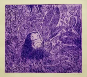 Gorille dans la jungle mauve