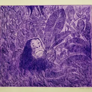 Gorille dans la jungle mauve