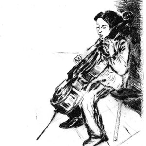 Violoncelliste (pointe sèche)