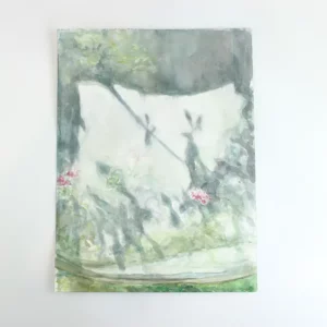 Triptyque 1 lumière, rideau géranium